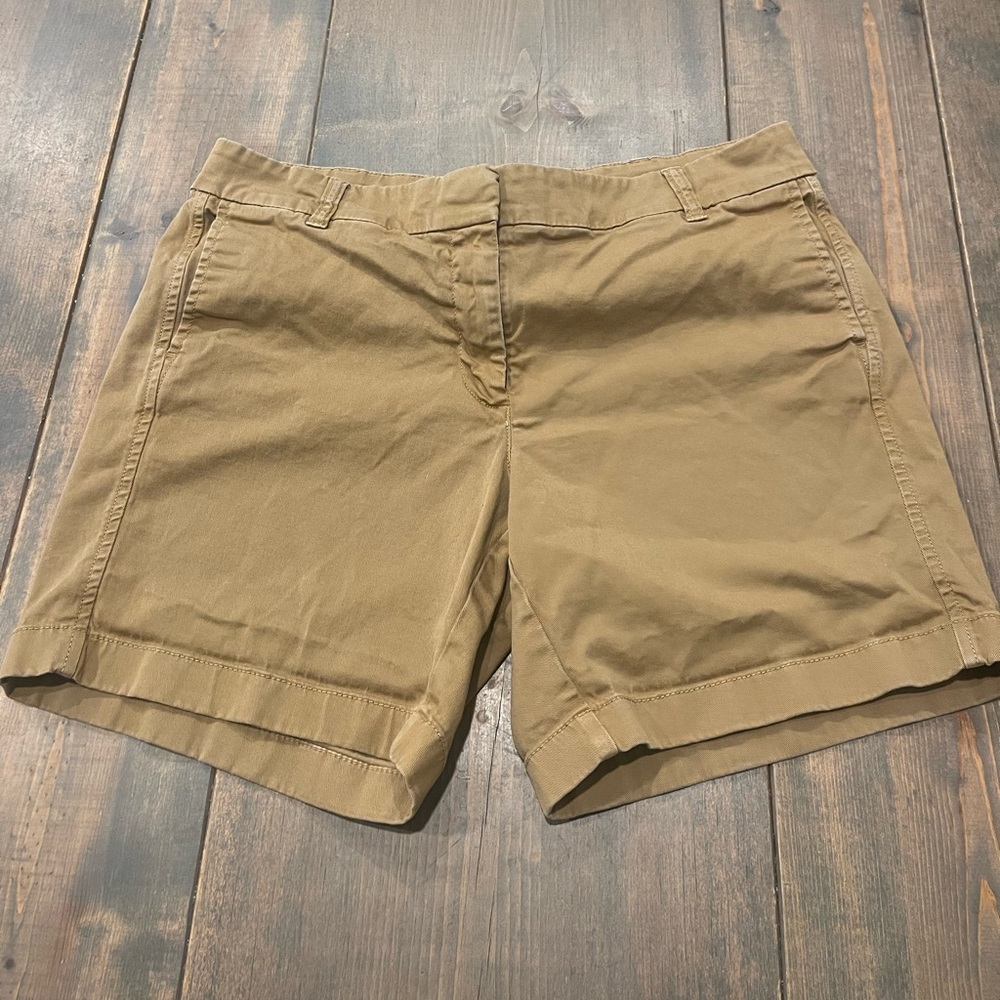 J.Crew Women’s Khaki Side Pockets Chino Shorts Cotton Blend Size: 8